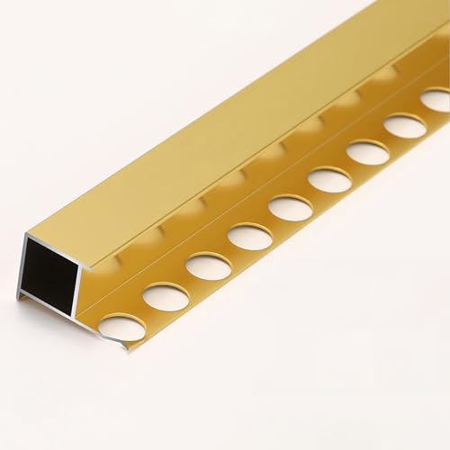 Raouoae Profili E Bordature per Piastrelle 125 Cm X 2 Pezzi Profilo Terminale in Alluminio Anodizzato Resistente all'Usura per Pavimenti di Bagno Cucina E Soggiorno(Gold,Width:8mm)