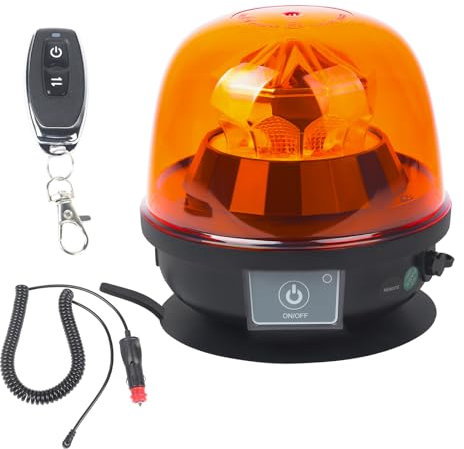 AOHEWEI Amber Rechargeable Led Strobe Beacon Light, Wireless Magnetic Emergency Recovery Warning Lights 12V/24V Vehicles Remote Control Flashing Light for Trailer Trucks Tractor Forklift Van