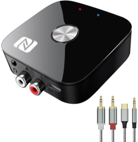 Receptor Bluetooth 5.3 HiFi, Receptor Bluetooth Jack 3.5 RCA, Adaptador Bluetooth Audio para Amplificador, Receiver Estéreo Casa Coche, Largo Alcance y Baja Latencia