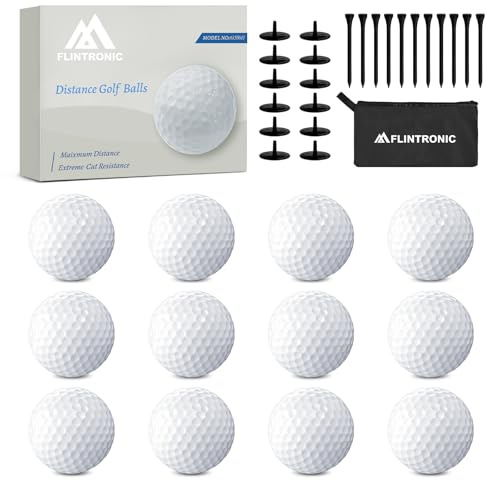 flintronic golfbollar för proffs och nybörjare, 12 stycken golfbollar med 12 st golfbollar i trä, 6 st golfbollmarkörer, 2 st väskor, golfbollar för bättre avstånd, kontroll och noggrannhet, stil A