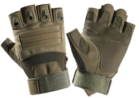 SUPVOX Guantes Tácticos de Medio Dedo Unisex para Ciclismo y Senderismo, Resistentes al Viento, Color Verde Militar, Talla L, Ideales para Moto y Actividades al Aire Libre