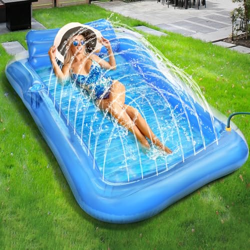 JONRRYIN Colchoneta Piscina Adultos, Flotador Hinchable Tipo Hamaca, Tanning Pool con Reposacabezas, Colchoneta Flotante 200 × 124 cm para Playa Lago Fiestas Verano Juguetes Acuáticos (Azul)