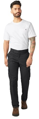 Dickies Men's Regular Straight Stretch Twill Cargo Pant, Black V1, 30W / 30L