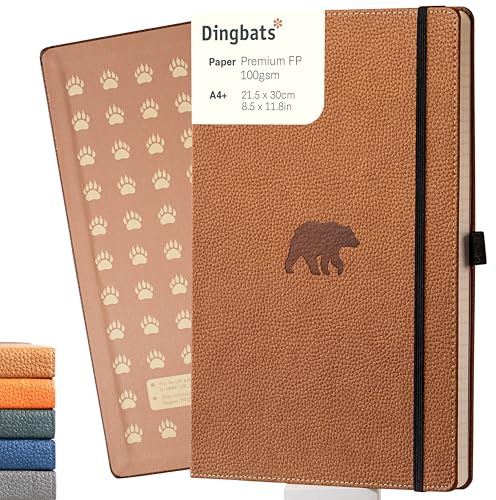 Dingbats* - Wildlife Plain Extra Large A4 Notebook - PU Leather Hardcover Journal for Work, Writing - Pocket, Elastic Closure, Pen Holder, Bookmark