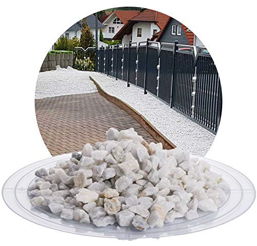 Schicker Mineral Marmor Ziersplitt weiß 25 kg, farbechter Naturstein, witterungsbeständig, ideal zur Gartengestaltung (Marmor Splitt, 8-16 mm)