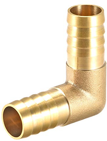 sourcing map 1 Piezas Conector Manguera de Lengüeta de Latón, 14mm Codo de Latón de 90 Grados, 90 grados Codo Espiga para Manguera