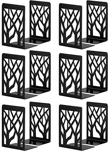Buchstütze, Buchstützen, Book Holder CD Kinder Metall, Bücher Halter für Regal, Ordnerhalter DVD Unsichtbares Bücherregal, Bookends Buchstopper, Buchhalterung Buch Halter (6 Pair, Schwarz)