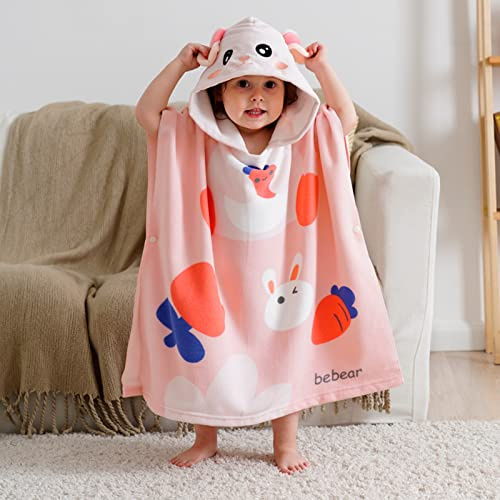 Bebamour Asciugamani con cappuccio per bambini e bambine - Asciugamano con cappuccio indossabile e assorbente per bambini, Rabbit