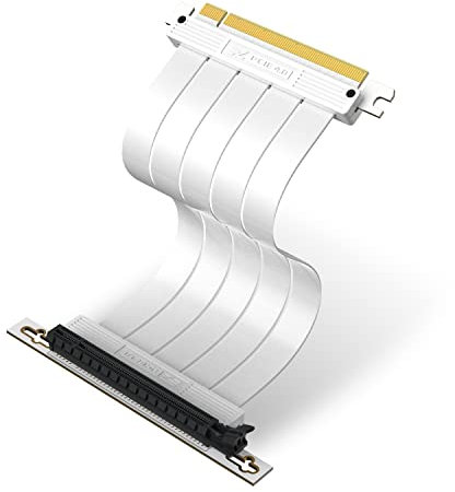 EZDIY-FAB PCIE Gen 4 16x Extrem Flexibel,Hochgeschwindigkeits Riser Kabel PCI Express 4.0 Port GPU Erweiterungskarte-Rechtwinkliger Stecker,Unterstützt RTX3090/3090ti/4080/4090[7.87in/20cm]-Weiß