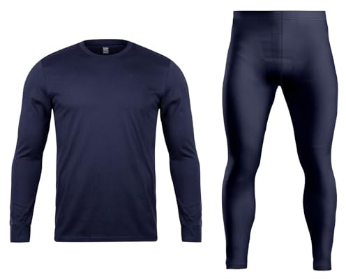 orbiz Men’s Thermal Underwear Set - Heat-Retaining Long Sleeve Top & Bottoms, Base Layer for Outdoor Activities, Ultimate Warmth Perfect for Winter & Cold Weather (Small, Navy)