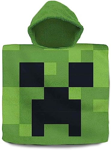 SRV Hub Minecraft Beach Towel for Kids |120x60cm| Bath Towel Hooded Poncho, Swimming Pool Surfing Towel, Soft Absorbent Bathrobe for Boys 3-6 Years