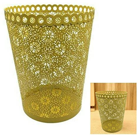 ARA CHOICE Colorful Paper Waste Bin Rubbish Basket Bedroom Office Home Metal Mesh Dustbin Disposal Easy to Use with Attractive Colorful Looks (Yellow)