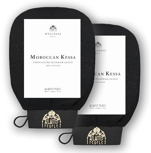 Moroccan Exfoliating Glove - Body Scrubber & Wash Mitt for Smoother Skin, Exfoliates Dead Skin Cells, Helps Even Skin Tone, Ideal for Self-Tan Removal & Keratosis Pilaris