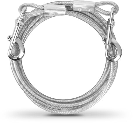 3m Cuerda Mascotas, Correa de Metal para Perros con Gancho Giratorio, Cable Cinturón de Seguridad, Alambre de Acero Inoxidable 6 mm, para Grandes Medianos, hasta 250kg (Blanco)