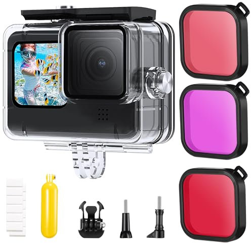K&F Concept 21 in 1 Waterproof Case Housing Compatible with GoPro Hero 13 12 11 10 9 Black Dive Case with Underwater Filter Set 45 Metres Floating Handle Grip Accessories Anti-fog Kit