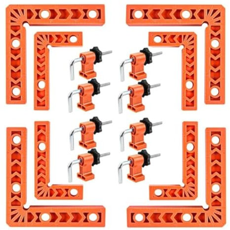 HUTSRAI Abrazadera de 90 Grados, Cuadrados de Posicionamiento, Abrazadera de áNgulo Recto con Abrazadera, Abrazaderas de Esquina, Herramienta de CarpinteríA para Marcos de Cuadros