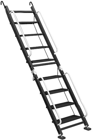 Échelle Escamotable Échelle De Lit pour Adultes Non Glissante, ÉTapes du Grenier avec des Accoudoirs, ÉChelle Marches De Grenier Rabattables Économise D'espace(250cm/98)