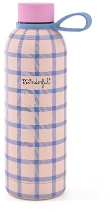 Mr. Wonderful Mr.Wonderful-Botella térmica-Cuadros azul y rosa, multicolor (2506010271W0UN)