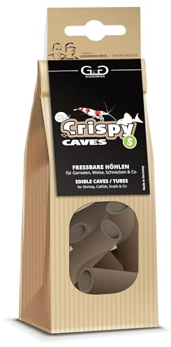 GlasGarten Crispy Caves | Größe S / 9 STK. – fressbare Höhlen für Ziergarnelen, 2in1 = Versteck & Futterplatz, reich an Ballaststoffen mit Holzfasern & Walnussblättern
