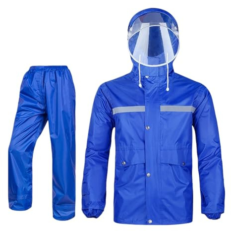 Celanisai Traje de lluvia para mujer y hombre, reflectante, impermeable, traje de moto al aire libre, 2 piezas, chubasquero y pantalones de lluvia, ropa de lluvia holgada ligera para exteriores, R