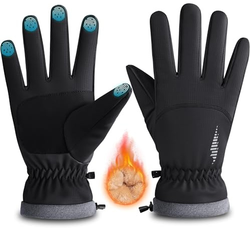 FUGLUS 1 paio Guanti invernali per uomini e donne, guanti termici, guanti da ciclismo impermeabili, guanti touchscreen antivento, guanti da sci caldi per corsa, sci, escursionismo, ciclismo, moto