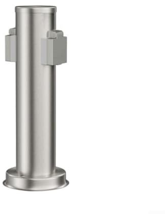 Colonne de prise de courant d'extérieur ronde 2 voies en acier inoxydable anthracite, 50 x 12,5 cm, couleur acier noir (couleur inoxydable)