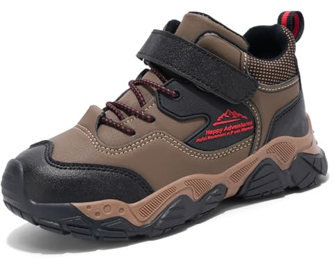 Unitysow Bottes de randonnée imperméables pour enfants, chaussures de marche pour enfants, chaussures de trekking, de camping, d'escalade, marron, 38/38.5 EU