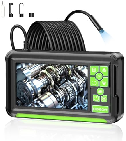 Endoscope Camera with Light, 4.3'' IPS Screen 1920P HD Borescope Inspection Camera 7.9mm IP67 Plumbing Tools for Automotive, Plumbing, HVAC, 16.4FT Semi-Rigid Snake, Support Take Photos/Record Video