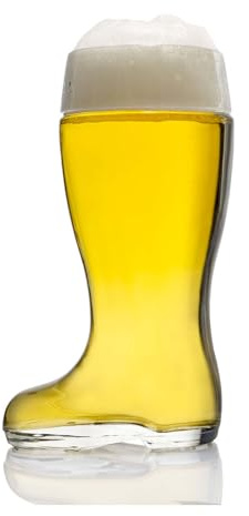 Stölzle Lausitz Bierstiefel 1 Liter I 2er Set I formschöne Biergläser I spülmaschinenfest I edles bleifreies Kristallglas I sehr bruchresistent I hochwertige Gläser I Stiefel-Glas