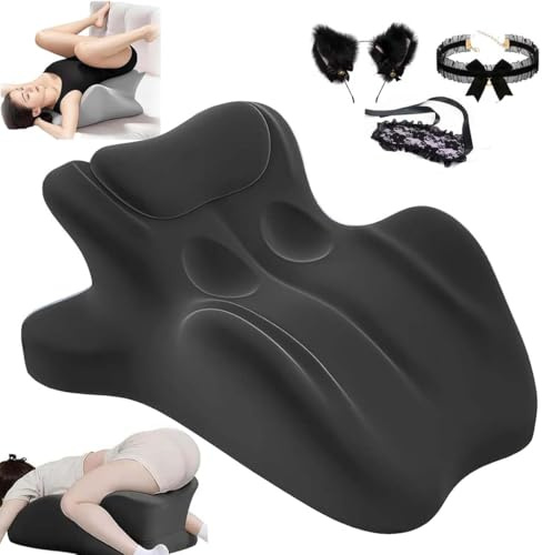 Genérico Almohada para Parejas De 27° - CuñA De Espuma ViscoeláStica,Almohada ErgonóMica,con Soporte Lumbar,CojíN Impermeable,Funda ExtraíBle,Ideal para Cama Y Sofá. (Negro, 59 * 46 * 42)