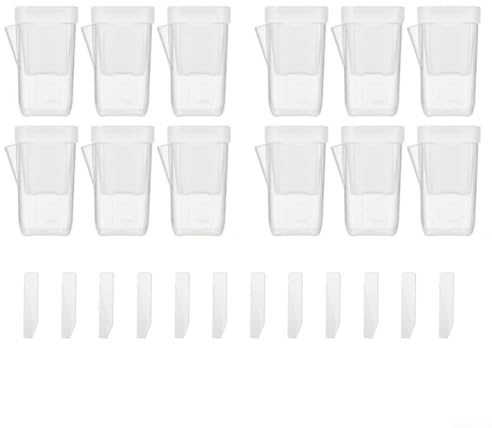 Paquete de 12 macetas cuadradas de plástico con autorriego para paredes dobles semitransparentes, apertura lateral de recarga para raíz y agua (tamaño pequeño)