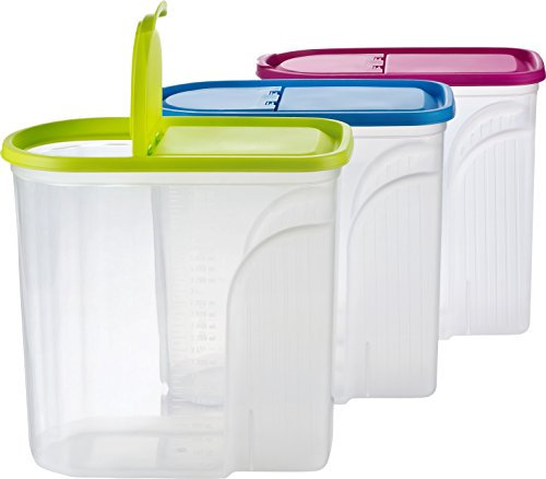 Kigima Schüttdose für Müsli 5,7L 3er Set Bunt – Vorratsdosen mit Deckel luftdicht – Frischhaltedosen mit Deckel – Aufbewahrungsbox Küche für Mealprep & Organisation