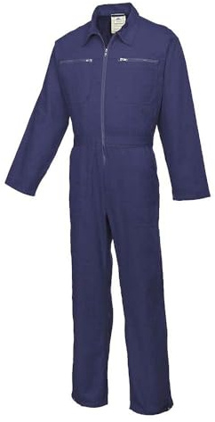 Portwest C811 Overall av Bomull Lång Ärm 2 Bakfickor Rörelseveck i Ryggen | Marinblå, 2XL, UPF 40+, Bekväm Passform, 7 Fickor, Bröstficka med Dragkedja, Lättvikt, Maskintvättbar