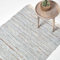 HOMESCAPES Leather Glitter Rug - Natural Grey and Silver - 4 x 6 ft