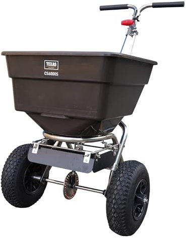Texas CS6000S Streuwagen | bis zu 300 cm Arbeitsbreite | 58 Liter Fassungsvermögen | Geeignet für Samen, Dünger und Salz