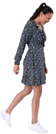 ONLY Damen Onlcarly L/S Wrap Short Dress Noos WVN Kleid, Night Sky/White Flowers, L EU