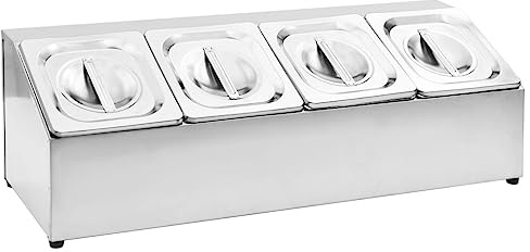vidaXL Gastronorm Container Holder with 4 GN 1/6 Pan Stainless Steel