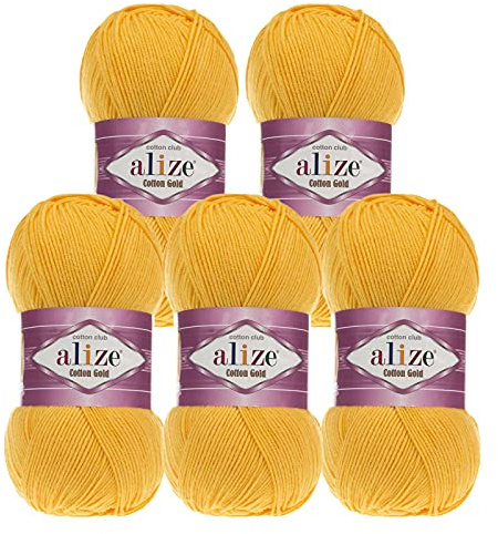 5 x 100g Strickgarn Alize Cotton Gold Uni Klassikgarn Häkelgarn Strick-Wolle Farbwahl
