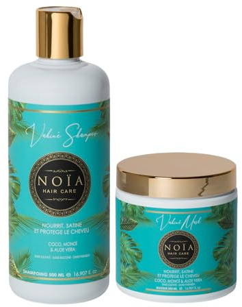 NOÏA HAIR – Duo Capillaire Professionnel VAHINÉ – Shampoing 500ml + Masque 500ml – Nutrition & Hydratation – Monoï – Cheveux Secs, Ternes ou Déshydratés