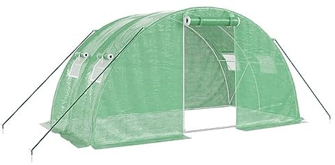 Tidyard Gewächshaus mit Stahlrahmen Garten Treibhaus Tomatenhaus Folientunnel Pflanzenhaus Gartengewächshäuser Gartenhaus Frühbeet Tomatengewächshaus Tunnelgewächshaus 4 x 2 x 2 m (B x T x H) 8 m²