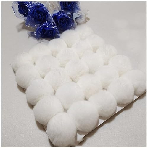 SYSUII 15 stycken 6 cm fuskpäls pompon pälstofs päls fluffig pompon boll gör-det-själv päls pom poms för kvinnor flickor mössor beanies väska juldekoration nyckelring dekoration – vit