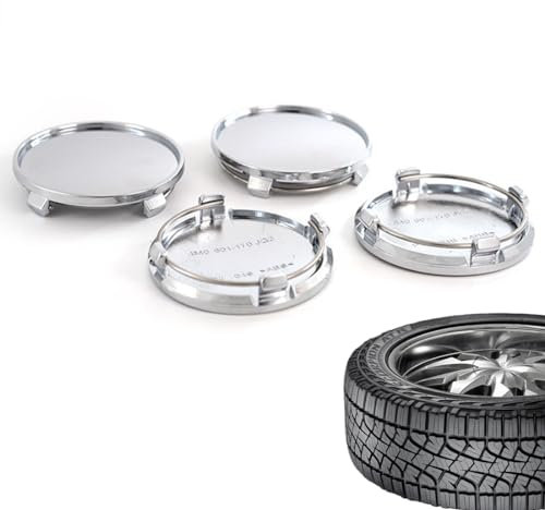 EIHI 4 Stück 61 Mm Nabendeckel, Nabendeckel, DIY-Radnabenkappen, Glänzender Beschichtungsprozess, Für Od 61 Mm Id 56 Mm Radkappen,Nabenkappen Silber Kompatibel