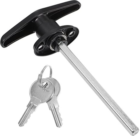 Veemoon Serratura a t Per Garage Chiave in Lega Di Zinco Resistente e Rivestimento Anticorrosione Per Porte Da Capannoni e Fienili, Maniglia Serratura Esterna Garantita Per Uso Esterno