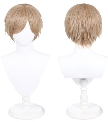 30cm / 12 tum lång peruk, universell anime-kostym-cosplay-peruk, perfekt för fester, dagligt bruk, festivaler och Halloween (Blekgul)
