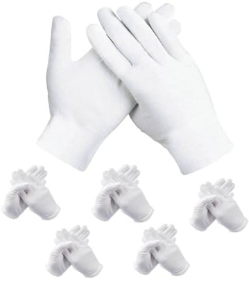 GUTE LINES Guanti da Lavoro, Guanti da Ispezione in Morbido Cotone, 100% Cotone, Comodi e Traspirante, per Cura delle Mani o in Assemblaggio, Controllo Gioielli ecc. (12, S)