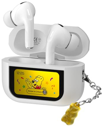 Haribo Wireless Earbuds with LCD Touchscreen Case, Bluetooth 5.4 TWS, Noise Cancelling, 13mm Bass Driver, IPX4, Gummy Bear Style
