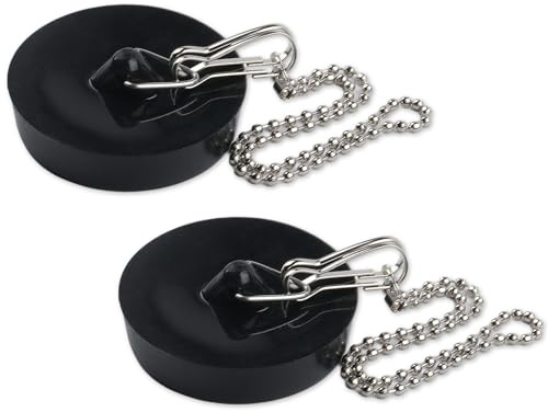 2 Pcs Bathroom Kitchen Sink Plug Replacement, Bathtub Plug Drain Stopper Set, Bath Plugs UK with Chain for Bathroom Bathtub Kitchen Wash Basin Sink Plugs, 42mm to 45mm