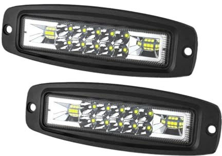 Antibrouillard Phare Travail LED Encastré 7 Pouces Ambre Feux Recul Conduite pour VTT SUV Camion Bateau Tout Terrain Feu Antibrouillard 12 V 24 V(2piece White)