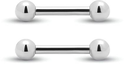 Body CAC 2 Piezas-14G×10mm Titanio Lengua Anillo Pezón Recto Barra Barras Puente Piercing Joyería