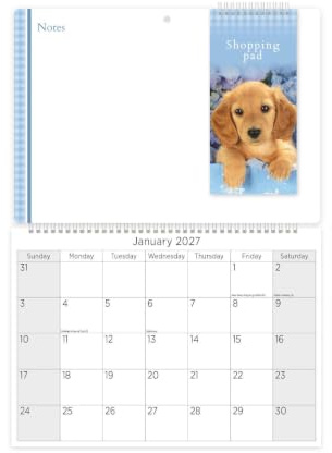 Calendrier mural 2026 avec bloc-notes, liste de courses, planificateur mural mensuel et tableau effaçable à sec – Organiseur mural pour la maison, l'école ou le bureau
